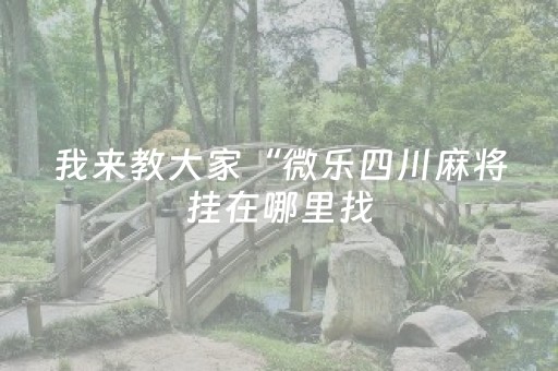 我来教大家“微乐四川麻将挂在哪里找（专用辅牌神器免安装）