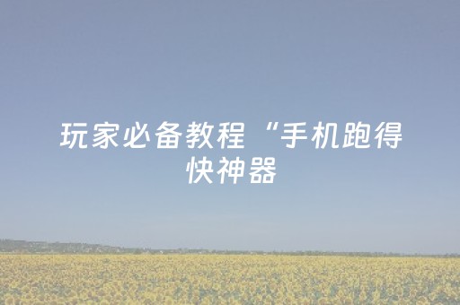 玩家必备教程“手机跑得快神器（助赢神器通用版）