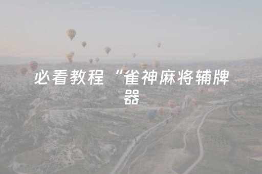 必看教程“雀神麻将辅牌器（专用辅牌神器免安装）