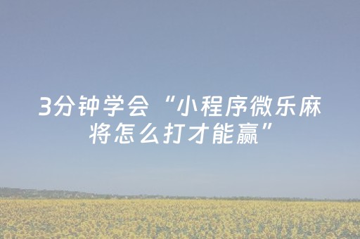 3分钟学会“小程序微乐麻将怎么打才能赢”（详细透视教程）-哔哩哔哩