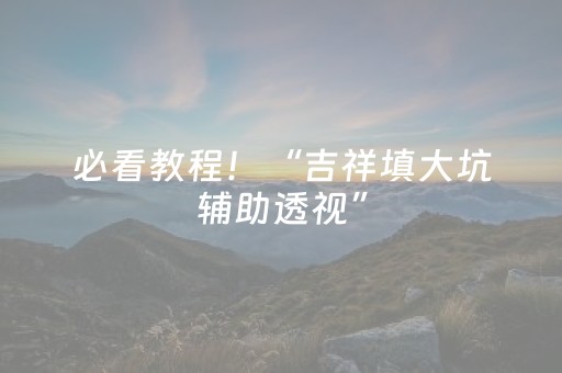 必看教程！“吉祥填大坑辅助透视”（详细透视教程）-哔哩哔哩