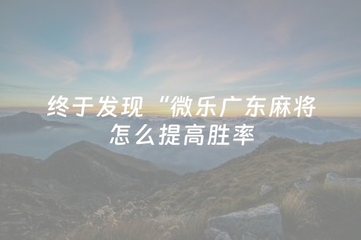 终于发现“微乐广东麻将怎么提高胜率（专用辅牌神器免安装）