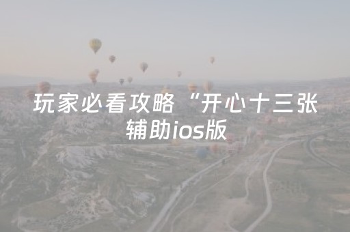 玩家必看攻略“开心十三张辅助ios版（专用辅牌神器免安装）