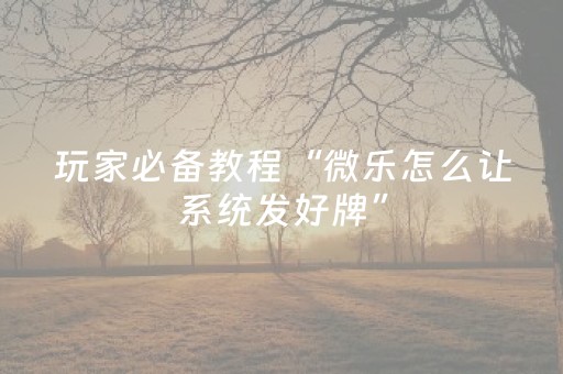 玩家必备教程“微乐怎么让系统发好牌”（详细透视教程）-哔哩哔哩