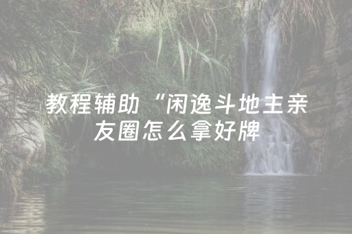 教程辅助“闲逸斗地主亲友圈怎么拿好牌（助赢神器通用版）
