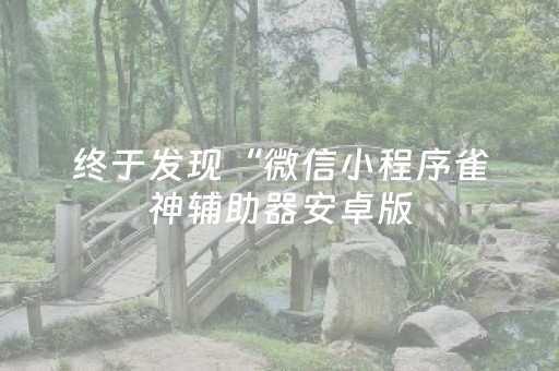 终于发现“微信小程序雀神辅助器安卓版（助赢神器通用版）