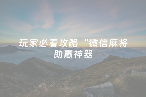 玩家必看攻略“微信麻将助赢神器（专用辅牌神器免安装）
