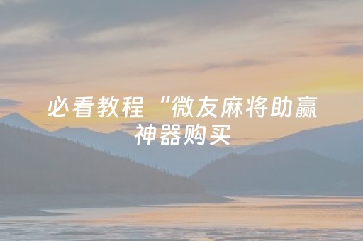 必看教程“微友麻将助赢神器购买（助赢神器通用版）