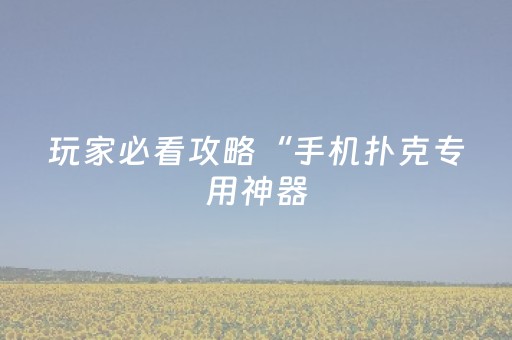 玩家必看攻略“手机扑克专用神器（专用辅牌神器免安装）