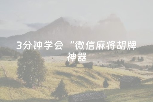 3分钟学会“微信麻将胡牌神器（专用辅牌神器免安装）