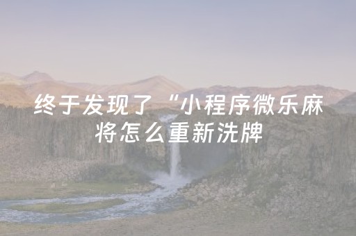 终于发现了“小程序微乐麻将怎么重新洗牌（助赢神器通用版）