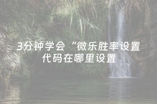 3分钟学会“微乐胜率设置代码在哪里设置（助赢神器通用版）