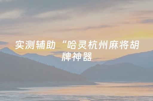 实测辅助“哈灵杭州麻将胡牌神器（专用辅牌神器免安装）