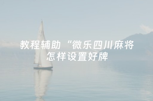 教程辅助“微乐四川麻将怎样设置好牌（专用辅牌神器免安装）