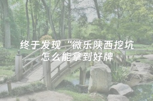 终于发现“微乐陕西挖坑怎么能拿到好牌（助赢神器通用版）