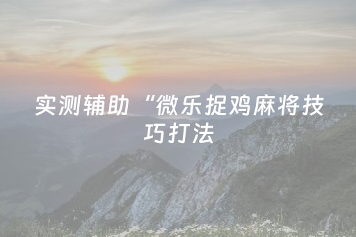 实测辅助“微乐捉鸡麻将技巧打法（专用辅牌神器免安装）