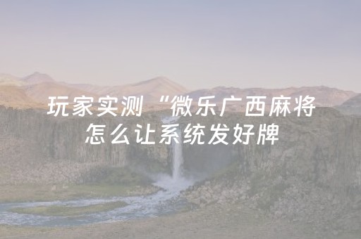 玩家实测“微乐广西麻将怎么让系统发好牌（专用辅牌神器免安装）