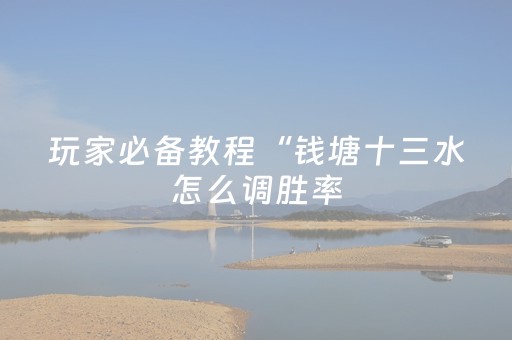 玩家必备教程“钱塘十三水怎么调胜率（助赢神器通用版）