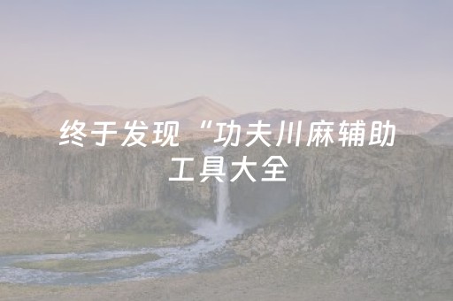 终于发现“功夫川麻辅助工具大全（专用辅牌神器免安装）