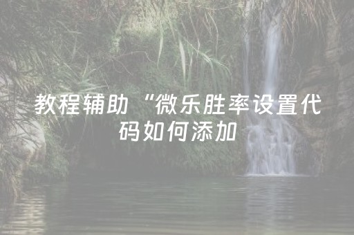教程辅助“微乐胜率设置代码如何添加（助赢神器通用版）
