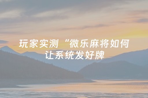 玩家实测“微乐麻将如何让系统发好牌（助赢神器通用版）