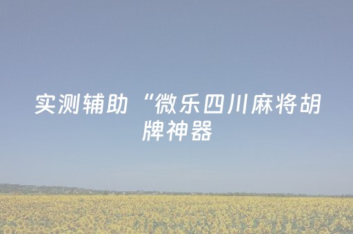 实测辅助“微乐四川麻将胡牌神器（助赢神器通用版）