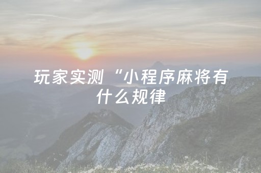 玩家实测“小程序麻将有什么规律（助赢神器通用版）