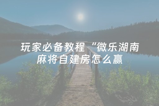 玩家必备教程“微乐湖南麻将自建房怎么赢（助赢神器通用版）