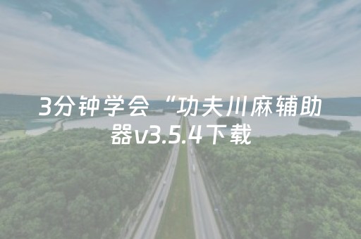 3分钟学会“功夫川麻辅助器v3.5.4下载（助赢神器通用版）