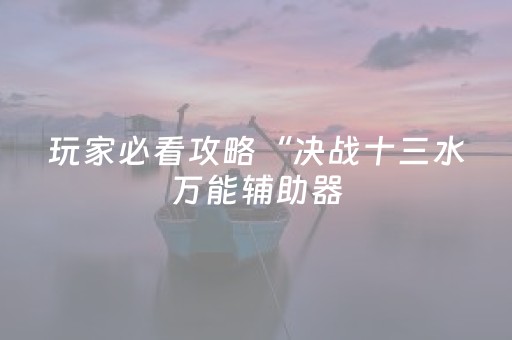 玩家必看攻略“决战十三水万能辅助器（专用辅牌神器免安装）