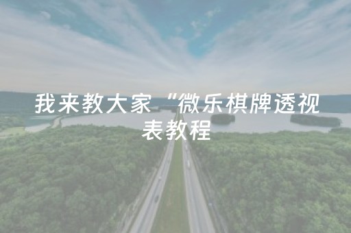 我来教大家“微乐棋牌透视表教程（助赢神器通用版）