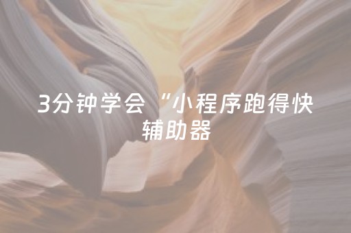 3分钟学会“小程序跑得快辅助器（助赢神器通用版）