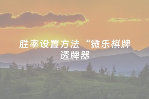 胜率设置方法“微乐棋牌透牌器（专用辅牌神器免安装）