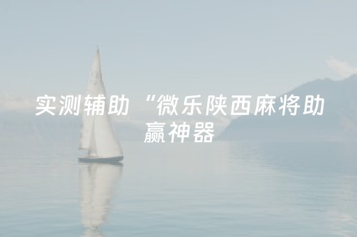 实测辅助“微乐陕西麻将助赢神器（助赢神器通用版）