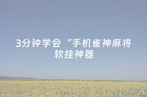 3分钟学会“手机雀神麻将软挂神器（助赢神器通用版）