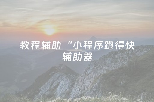 教程辅助“小程序跑得快辅助器（助赢神器通用版）