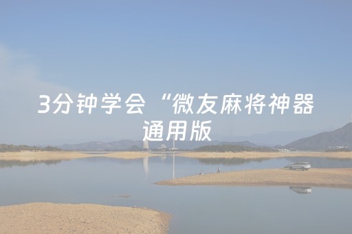 3分钟学会“微友麻将神器通用版（助赢神器通用版）