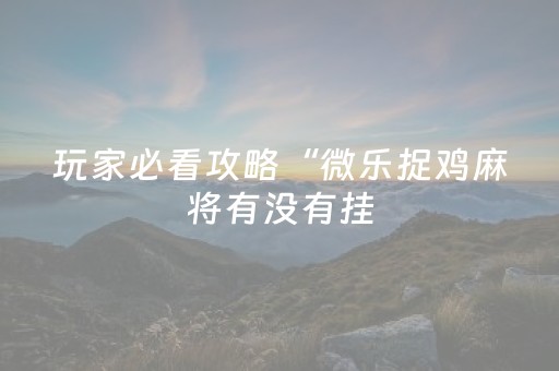 玩家必看攻略“微乐捉鸡麻将有没有挂（专用辅牌神器免安装）