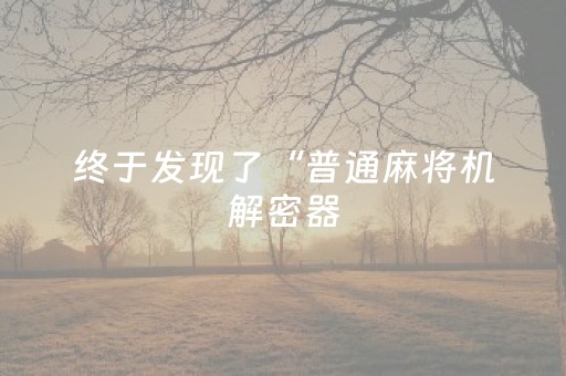 终于发现了“普通麻将机解密器（助赢神器通用版）