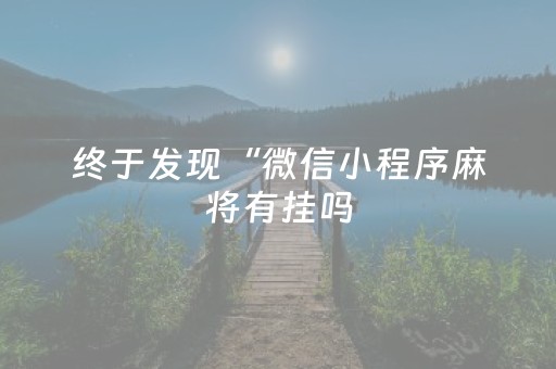 终于发现“微信小程序麻将有挂吗（专用辅牌神器免安装）