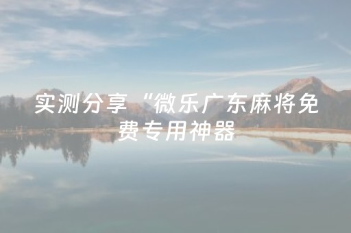 实测分享“微乐广东麻将免费专用神器（专用辅牌神器免安装）