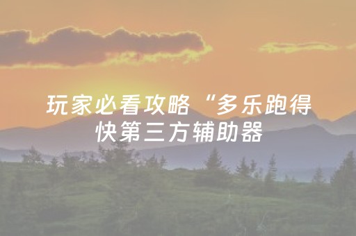玩家必看攻略“多乐跑得快第三方辅助器（助赢神器通用版）