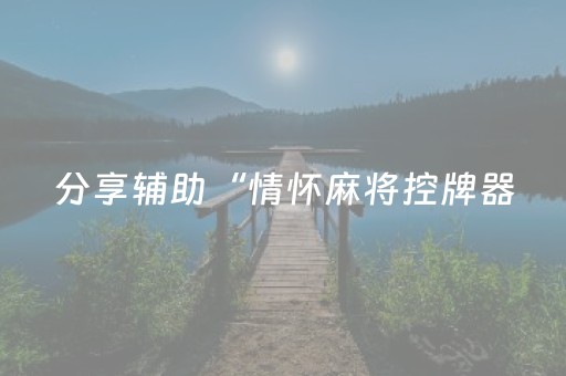 分享辅助“情怀麻将控牌器（助赢神器通用版）
