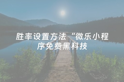胜率设置方法“微乐小程序免费黑科技（专用辅牌神器免安装）