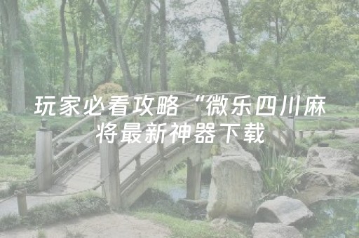 玩家必看攻略“微乐四川麻将最新神器下载（专用辅牌神器免安装）