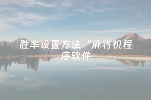 胜率设置方法“麻将机程序软件（专用辅牌神器免安装）