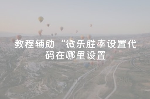 教程辅助“微乐胜率设置代码在哪里设置（助赢神器通用版）
