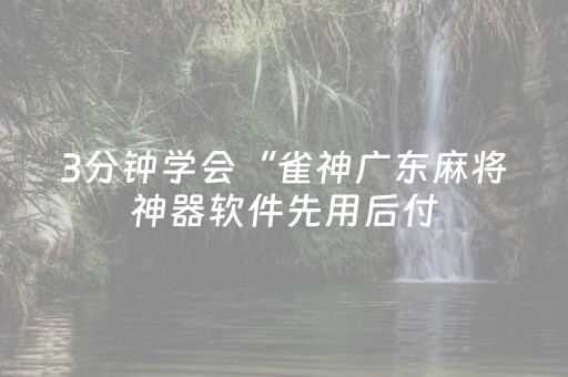 3分钟学会“雀神广东麻将神器软件先用后付（专用辅牌神器免安装）