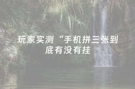 玩家实测“手机拼三张到底有没有挂（助赢神器通用版）