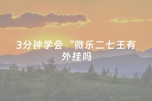 3分钟学会“微乐二七王有外挂吗（助赢神器通用版）